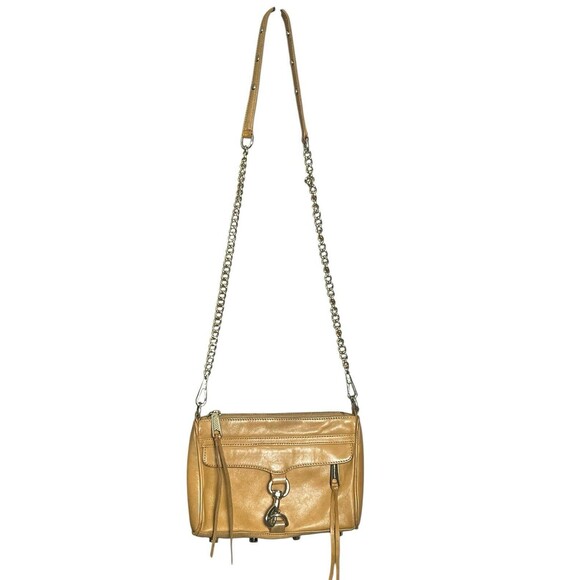 Rebecca Minkoff Tan Leather And Gold Crossbody Hook Closure Mini Mac - Picture 3 of 10